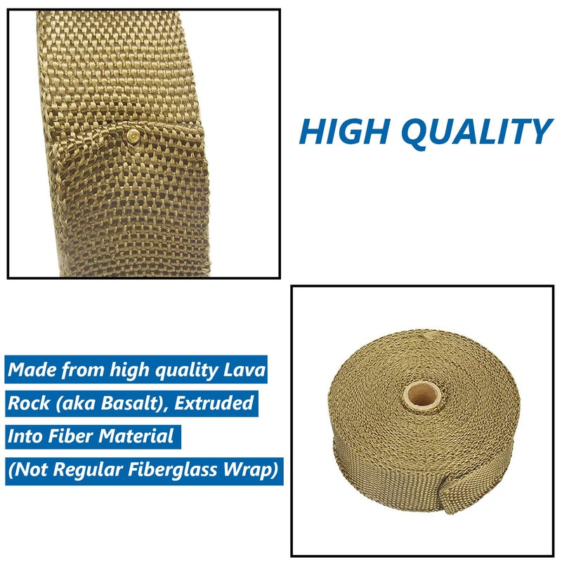 Superfastracing 2 Roll 2" 50 Feet Lava Titanium Basalt Exhaust Heat Wrap Roll for Motorcycle Manifold Header Pipe Heat Wrap Tape with Stainless Ties - Image 5